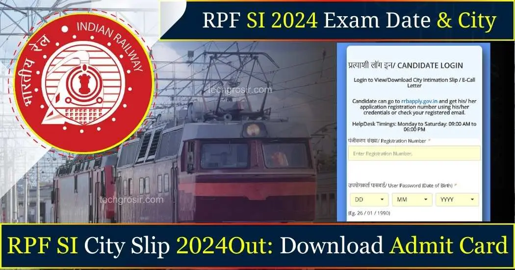 RPF SI City Intimation 2024 Slip