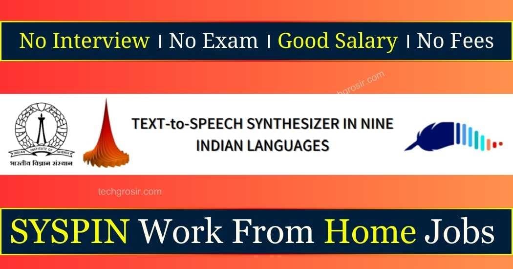 SYSPIN Work From Home Job – Earn Rs 30,000/month SYSPIN Work From Home Jobs