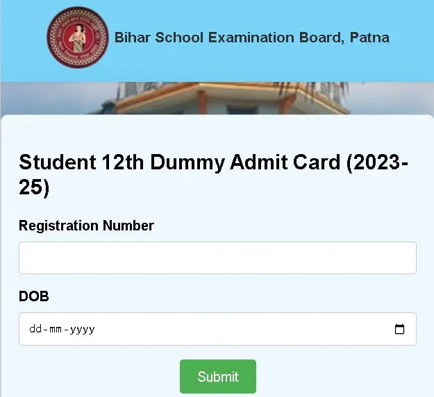 Bihar Board 12th Dummy Admit Card 2025 Download Now! 2 Student 12th Dummy Admit Card (2023-25)