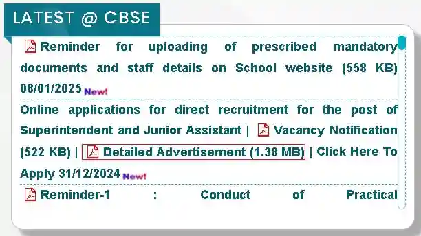 CBSE Superintendent Recruitment 2025: Notification Out, Eligibility, Apply Now, Last Date 2 Steps to Apply Online for CBSE Recruitment 2025