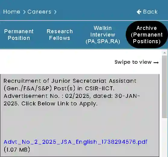 CSIR-IICT JSA Recruitment 2025: Check Eligibility, Salary, Syllabus, How to Apply? 2 CSIR-IICT JSA Recruitment 2025